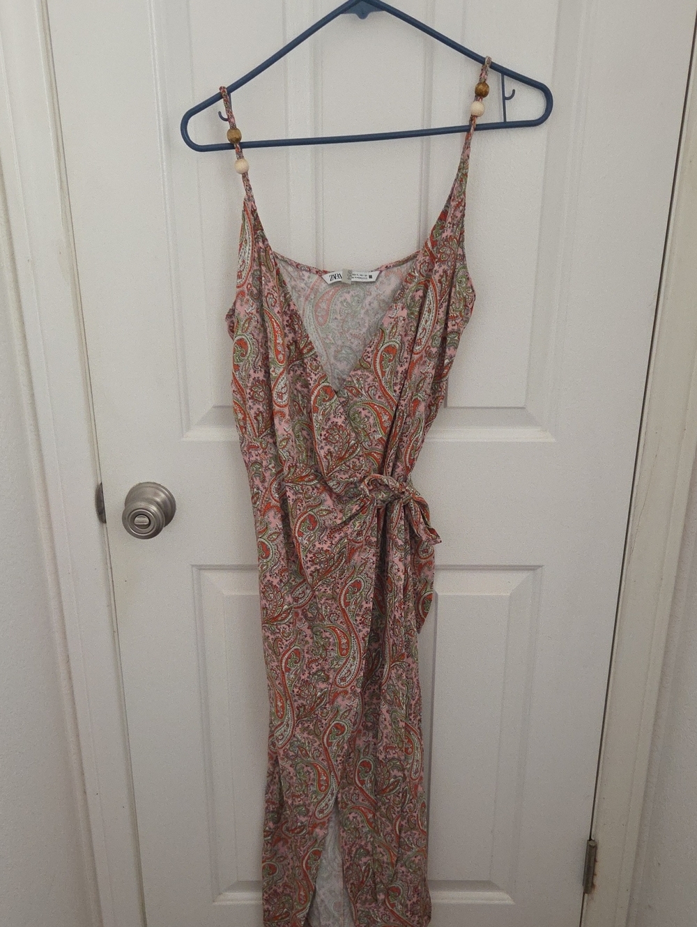 Zara Paisley Wrap Maxi Dress in Pink and Green